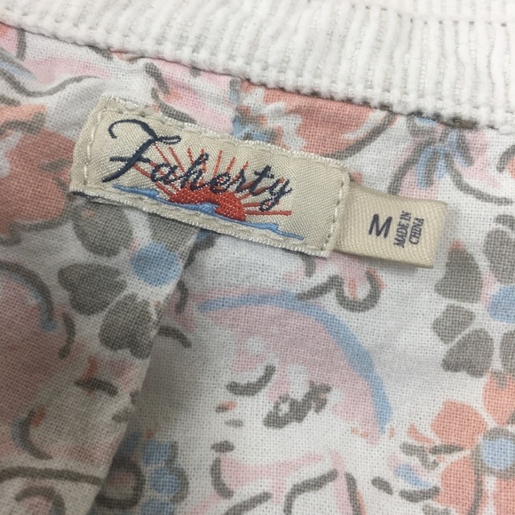 Faherty Rosie Size Medium 100% cotton denim jacket flannel lined off white color - Picture 4 of 7